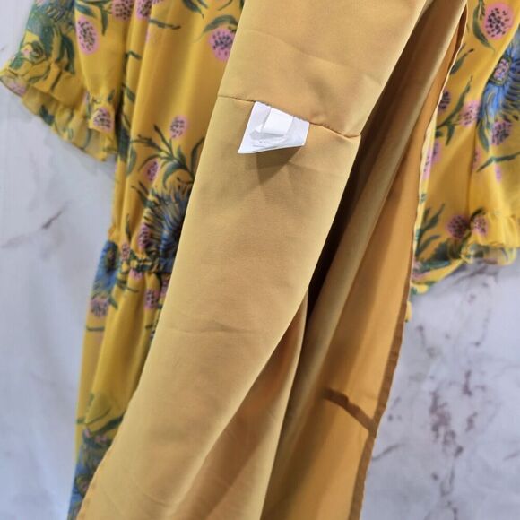 Madewell Dress Womens 6 S Yellow Floral Sweetgrass Ruffle Flounce Painted Bloom - Picture 12 of 13